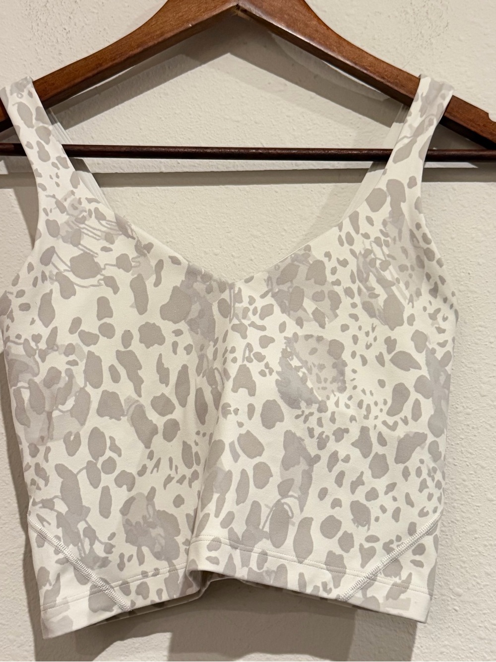 lululemon athletica White with Taupe Spot Cropped Tank